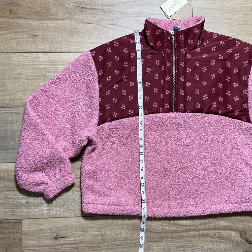 Universal Thread Women's Floral Colorblock 1/2 Zip Sherpa Pullover Size XL Pink - Picture 3 of 11